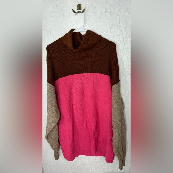 Free People Blue Softly Structured Color Block Sweater Oversized XS - Picture 3 of 6